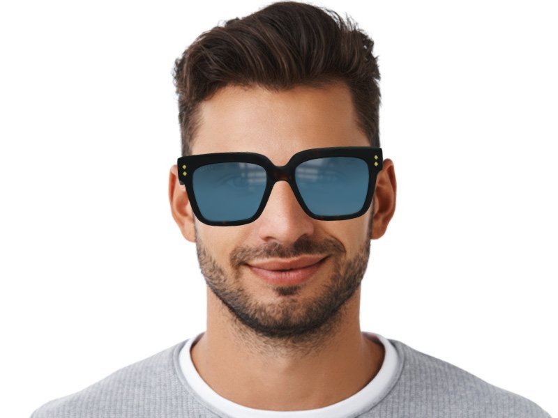 Gucci GG1084S 002 Sunglasses Shiny Dark Havana Square Frame, Light Blue Lenses Gucci GG1084S 002 Sunglasses - US main image 3