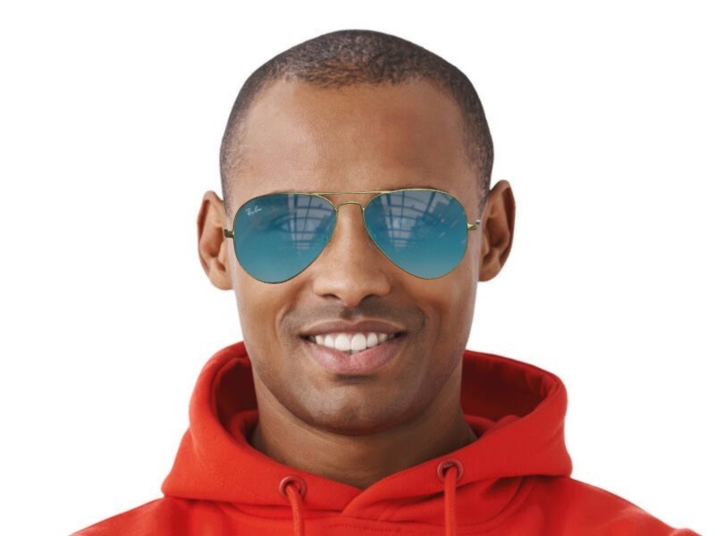 Golden Ray Ban sunglasses with blue Lenses Alensa UK
